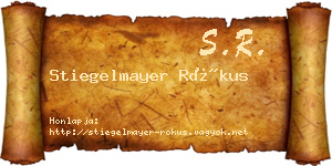 Stiegelmayer Rókus névjegykártya
